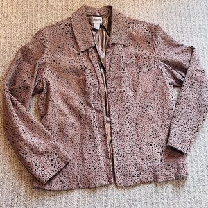 Chico’s Laser Cut Genuine Leather Jacket | Quiet Luxury Boho Chic